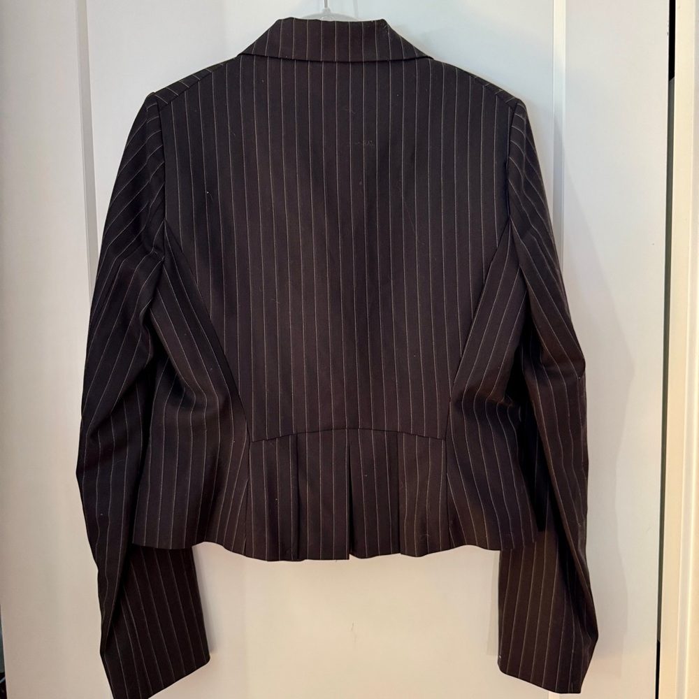 BCBGMAXAZRIA Marilyn Navy Wool Pinstripe Blazer Brand New S Office Siren $298 - Picture 3 of 13